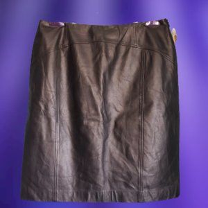 Talbots Black 100% Leather with Liner, Soft Luxury Pencil Skirt, Women's 16 NWT